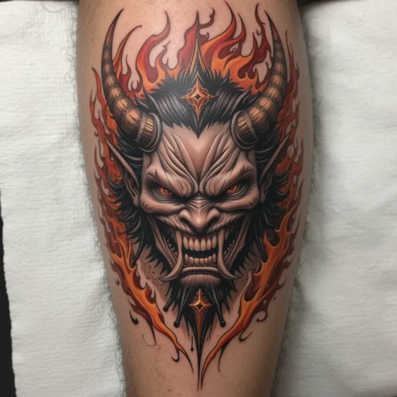 Oni Grinning with Flames