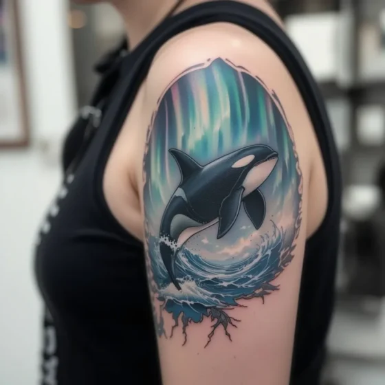 Orca and Aurora Borealis