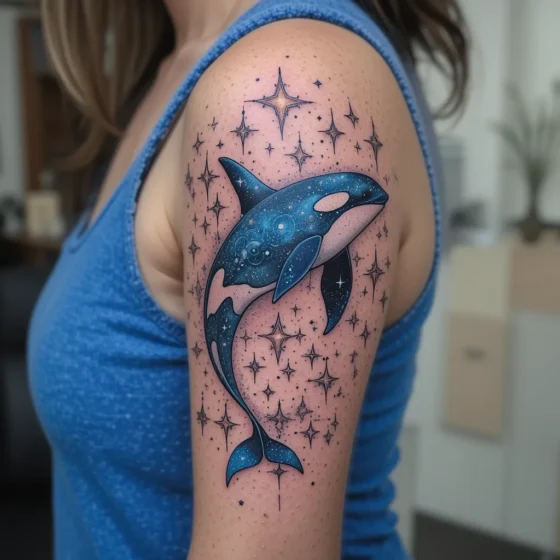 Orca in Galaxy Space Scene