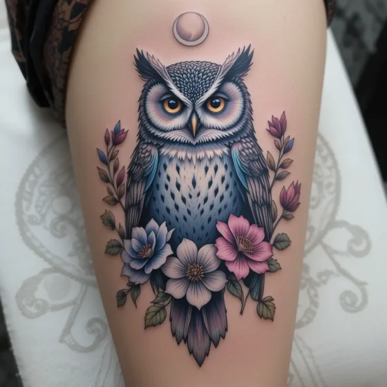 Owl with Moonflowers