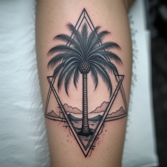 Palm Tree in Triangle Frame