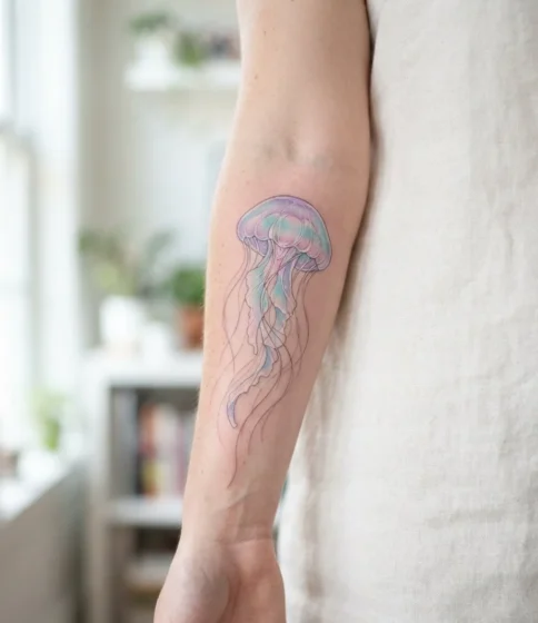 Pastel Jellyfish Tattoo