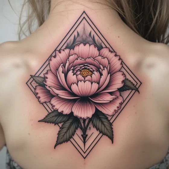 Peony Within a Diamond Frame