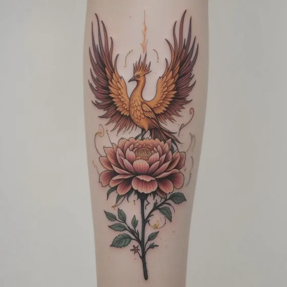 Peony and Phoenix Bird