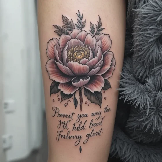 Peony and Script Quote