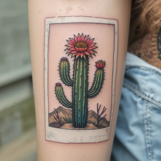 Polaroid Frame Cactus Flower