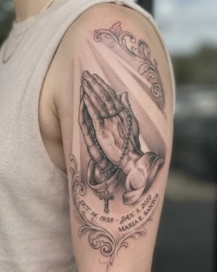 Praying Hands With Rosary