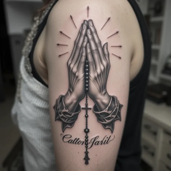 Praying Hands with Rosary