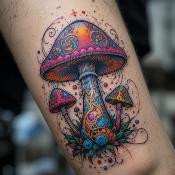 Psychedelic Mushroom with Swirling Patterns