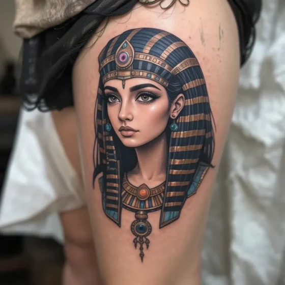 Realism Cleopatra Tattoo on the Thigh