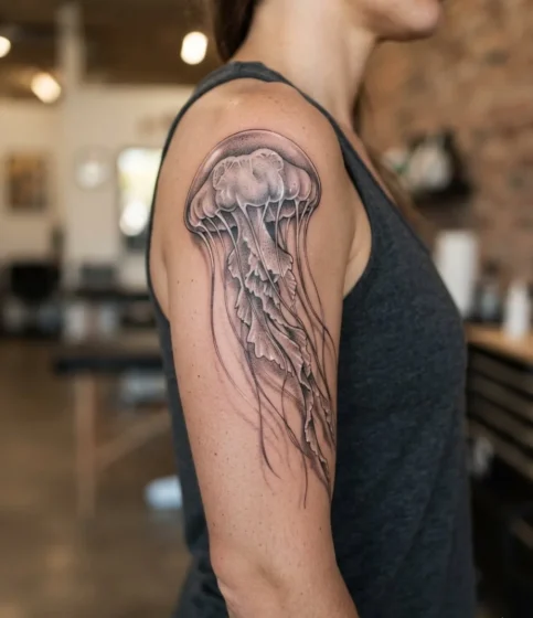 Realistic Black and Gray Jellyfish