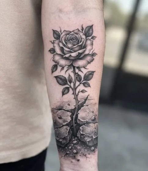 Rose Growing Through Concrete