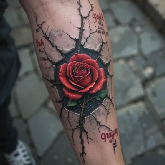 Rose Growing Through Concrete