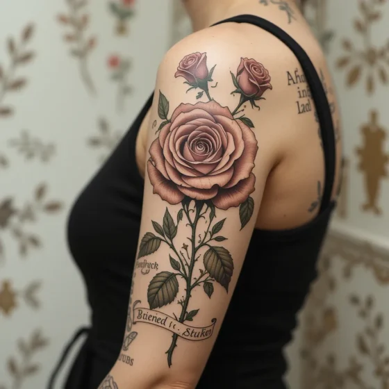 Rose with Aged Script Labels