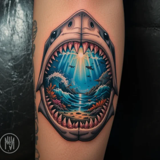 Shark Jaw with Ocean Scene