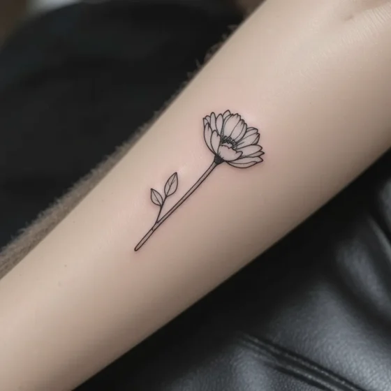 Single Stem Minimalist Forearm Tattoo
