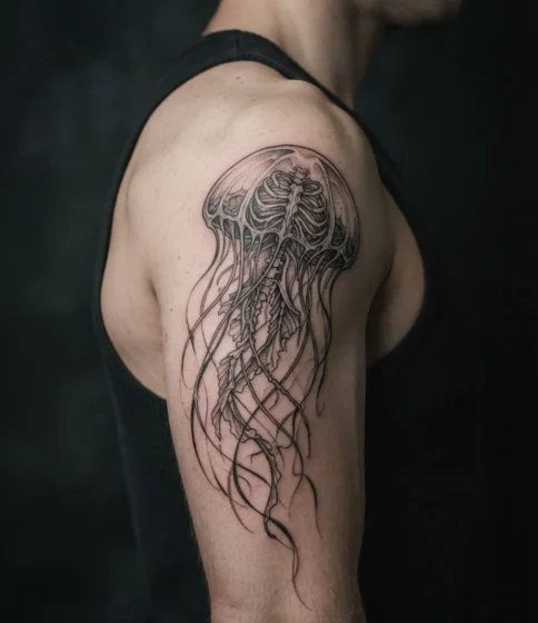Skeleton Jellyfish Tattoo