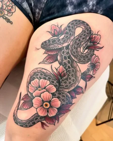Snake with Morning Glories
