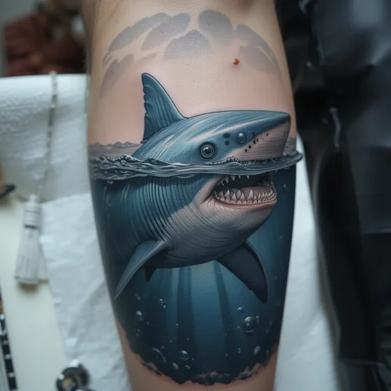 Split Scene Shark Tattoo