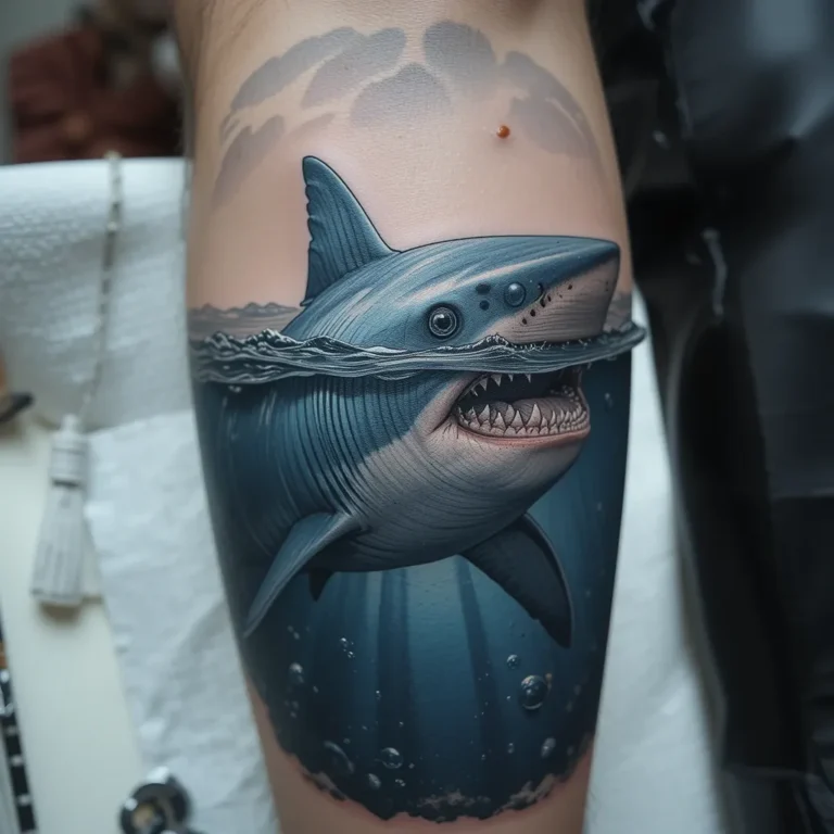 Split Scene Shark Tattoo