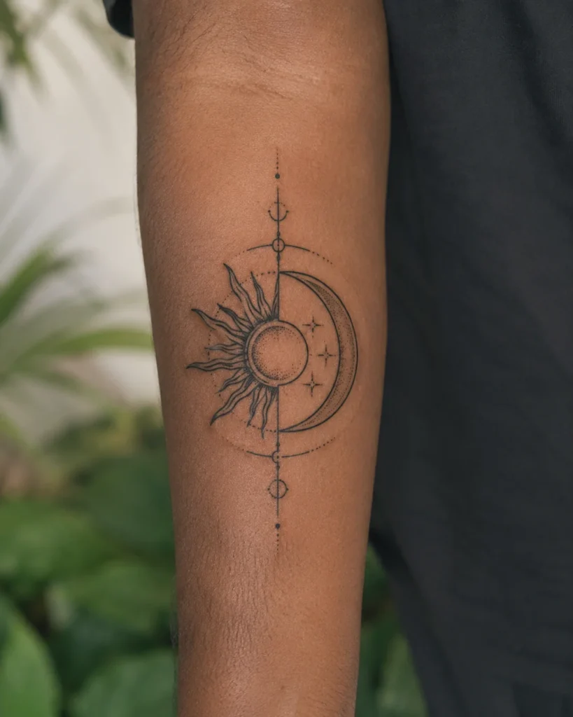 Sun and Moon Duality Tattoo