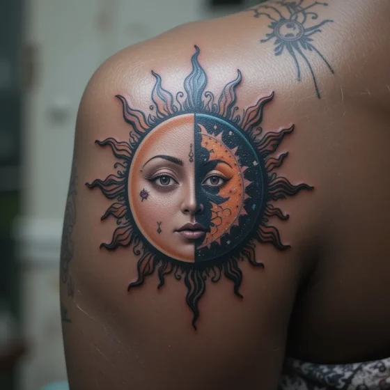 Sun and Moon Duality Tattoo