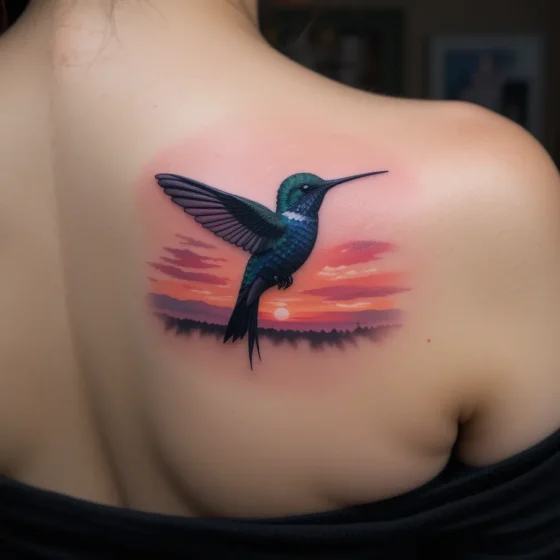 Sunset Hummingbird Silhouette