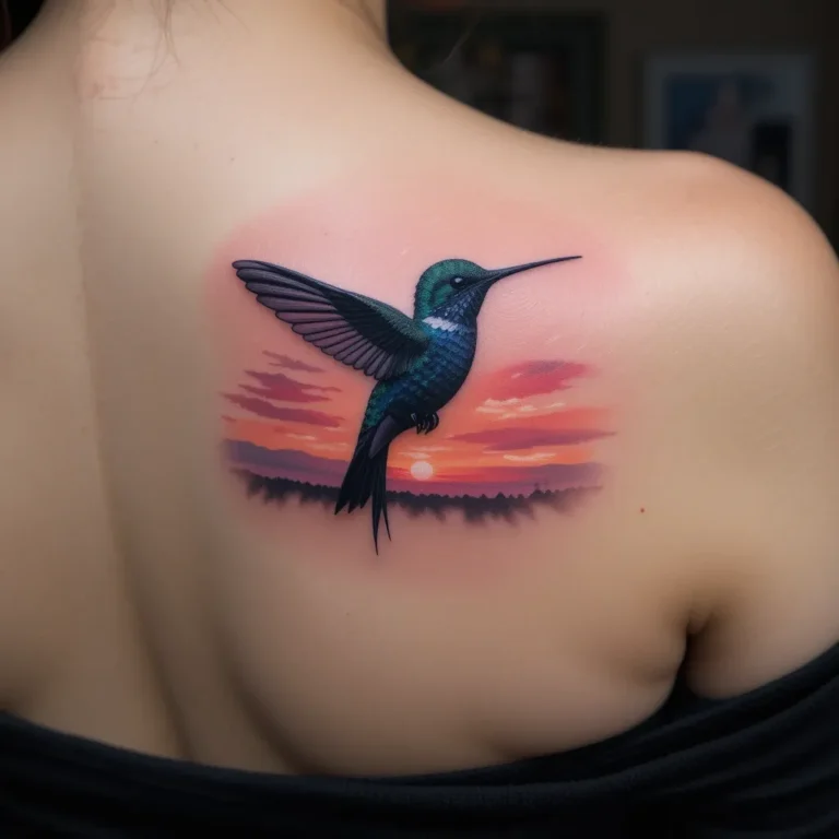 Sunset Hummingbird Silhouette