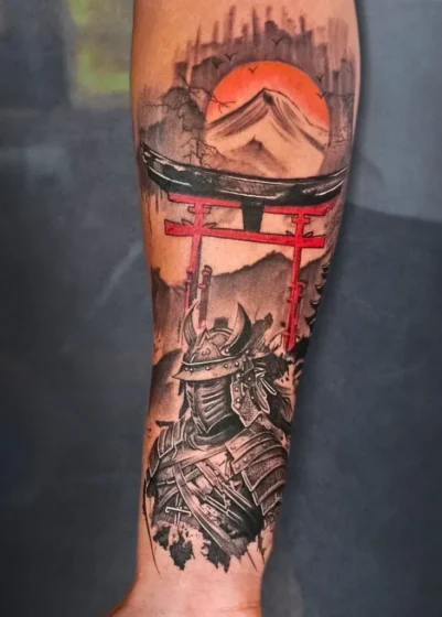 Torii Gate with Samurai Tattoo