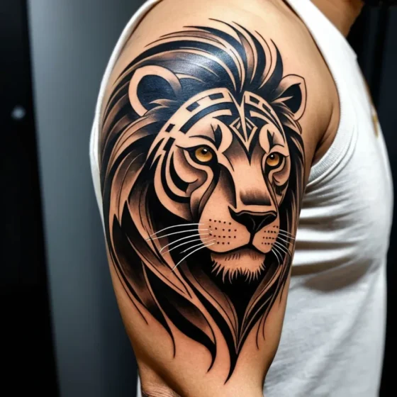 Tribal Lion Head Tattoo