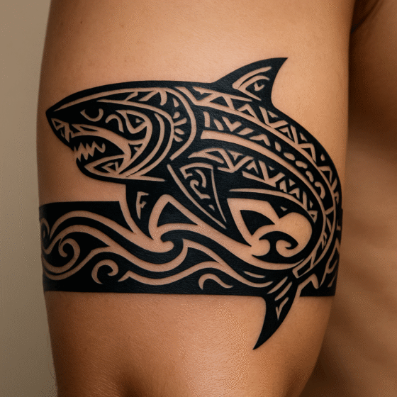 Tribal Shark Band Tattoo