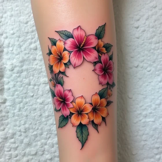 Tropical Flower Crown Tattoo