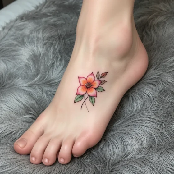 Tropical Flower Foot Tattoo