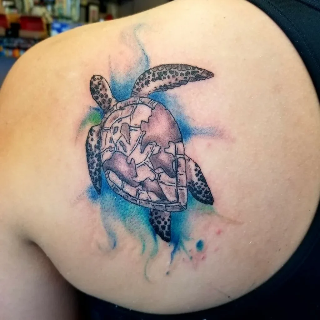 Turtle with Earth Globe Shell