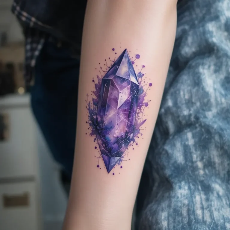 Watercolor Amethyst Tattoo