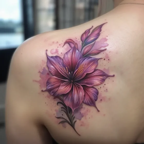 Watercolor Gladiolus on Shoulder Blade