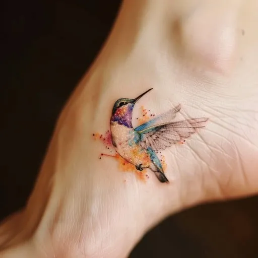 Watercolor Hummingbird in Flight