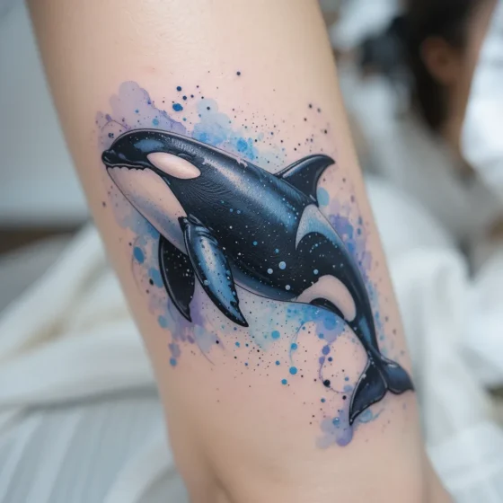 Watercolor Orca Tattoo