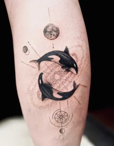 Orca and Moon Phases Design