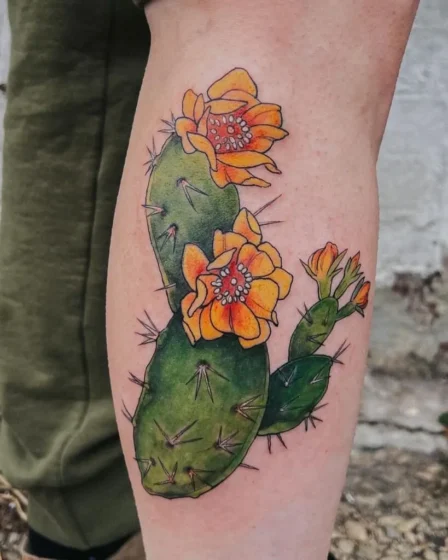 prickly pear cactus flower tattoo