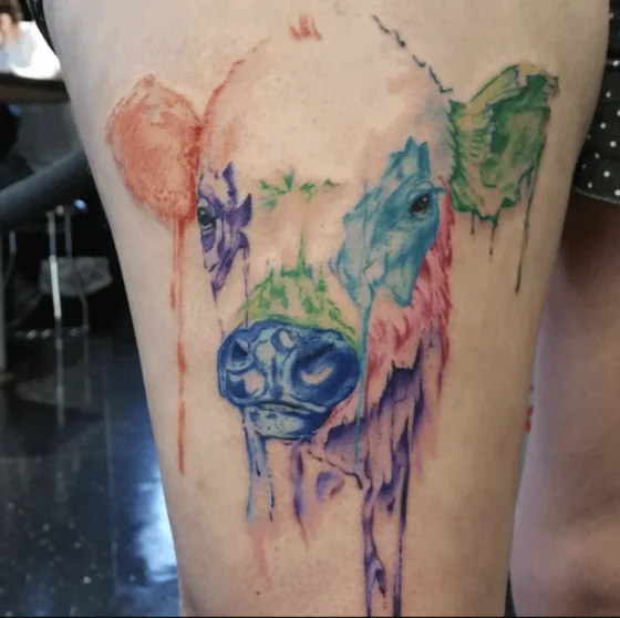 Abstract Watercolor Cow