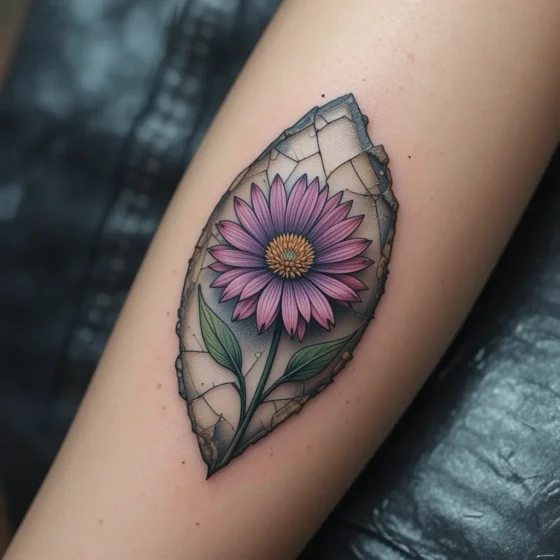 Aster Blooming from Broken Stone