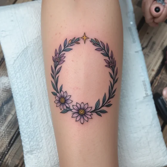 Aster Wreath Around the Arm