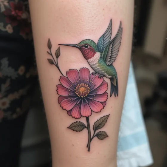 Aster with a Hummingbird