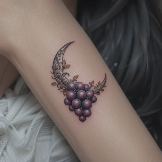 Crescent Moon and Grapes