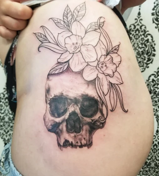 Daffodil Growing From a Skull