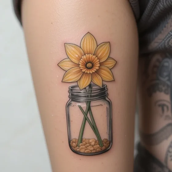 Daffodil in a Jar Tattoo