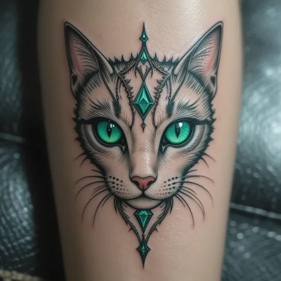 Emerald Cat Eyes Tattoo