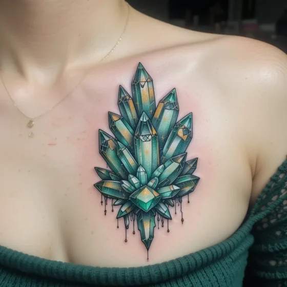 Emerald Crystal Cluster Tattoo