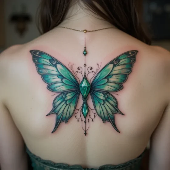 Emerald Fairy Wings Tattoo